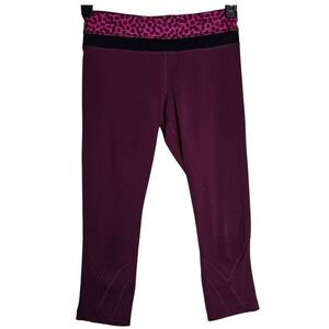 Lululemon Run Inspire Crop Purple Pink Magenta Waterspot Detail Leggings Size 6